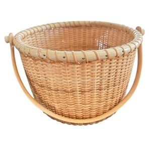 Vintage Nantucket style fine Woven lightweight Basket Handle 8” inch diameter